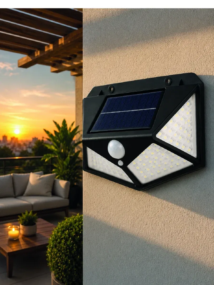 Solar LED Bahçe Aydınlatma Lambası 3 Işık Modlu Sensörlü Duvar Tipi Dış Mekan görsel 4