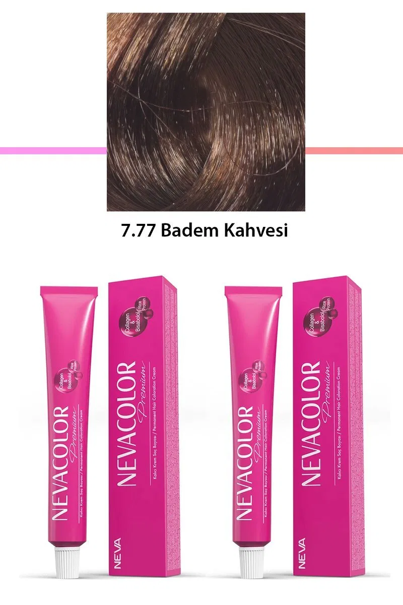 2 li Set Premium 7. 77 Badem Kahvesi - Kalıcı Krem Saç Boyası 2 X 50 g Tüp