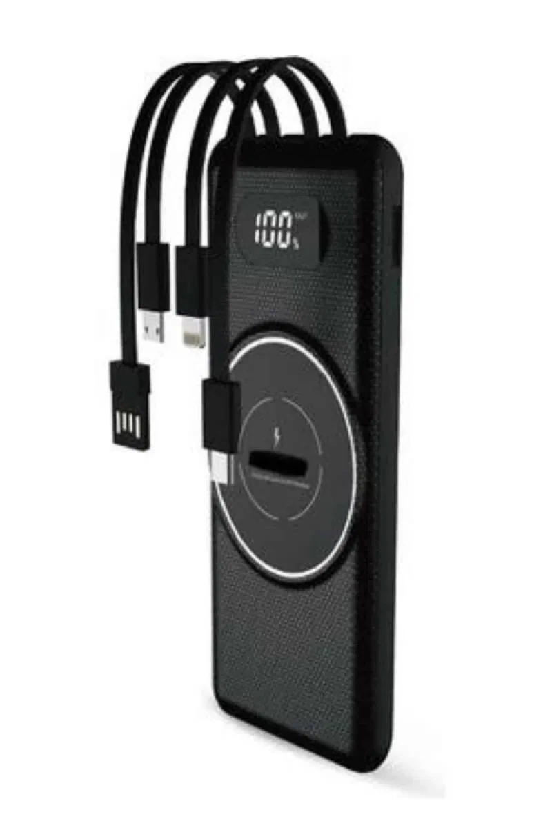Wireless Powerbank 10000 Mah Led Ekranlı Dahili Kablolu Hızlı Şarj görsel 3