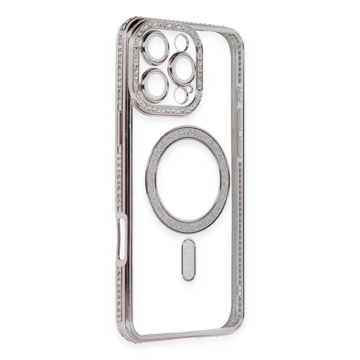 Apple İphone 16 Pro Kılıf Joke Simli Magneticsafe Kılıf - Pembe görsel 3