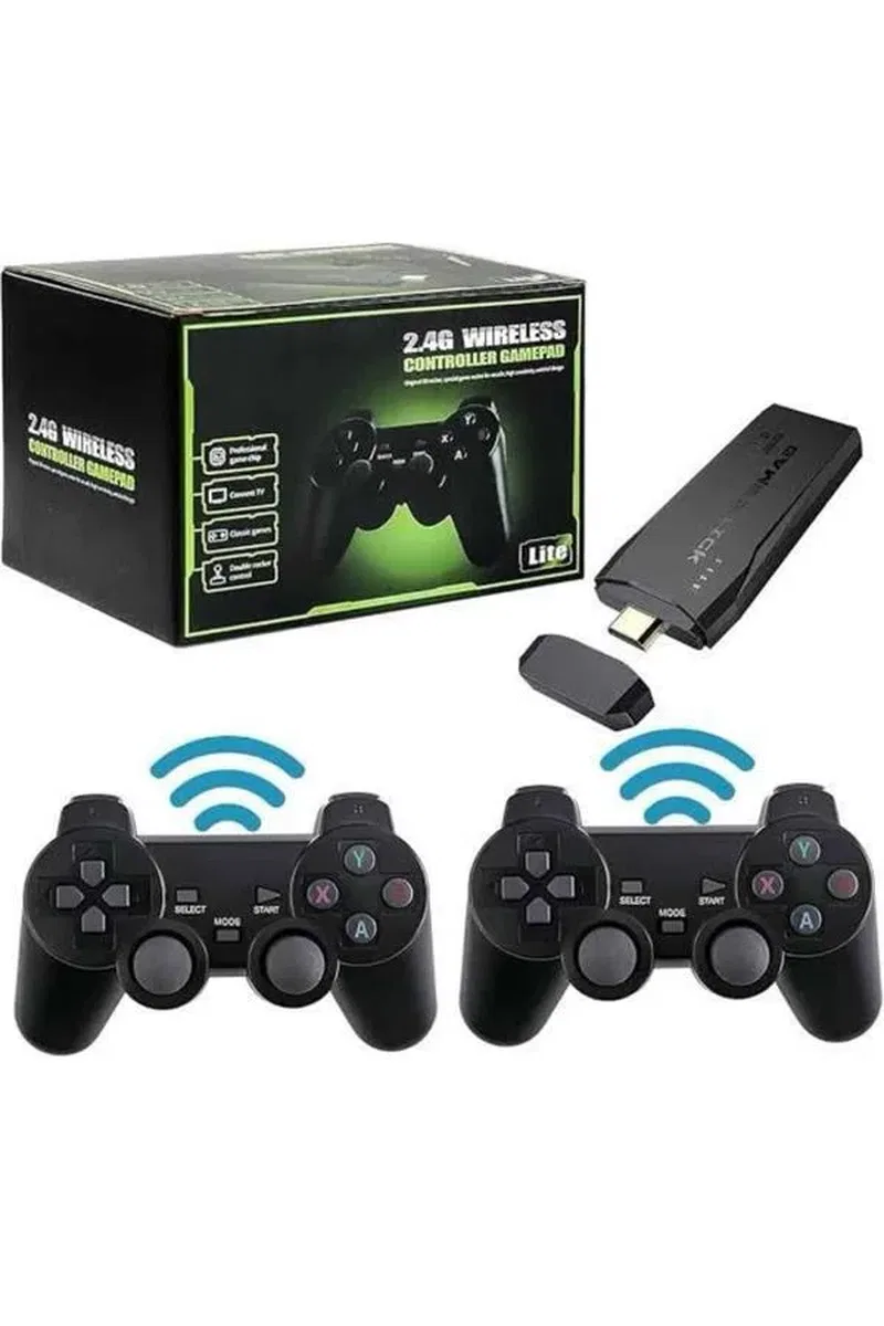 2 Kollu Kablosuz 2. 4G Retro Oyunlar 4k Game Stick 3500 Oyun Atari görsel 3