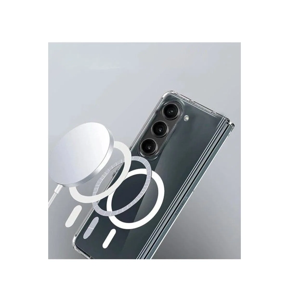 Samsung Galaxy Z Fold 6 Kılıf Magneticsafe Şeffaf Silikon - Şeffaf görsel 2