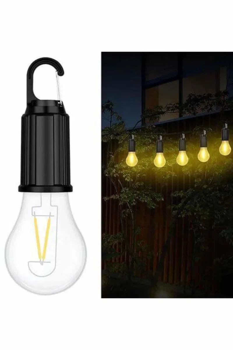 Şarjlı Dekoratif Kamp Lambası Askılı Ampul Led Işık Type-C Girişli görsel 3