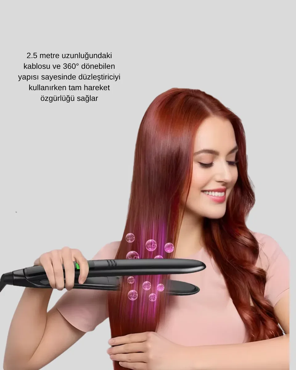 Titanyum Kaplamalı Saç Düzleştirici – Nem Koruma Sensörü görsel 5