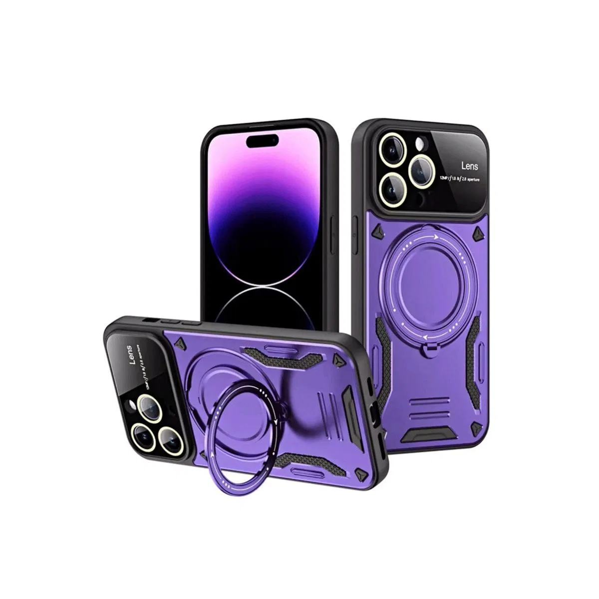 Apple İphone 16 Pro Kılıf Joy Lens Standlı Kapak - Mor