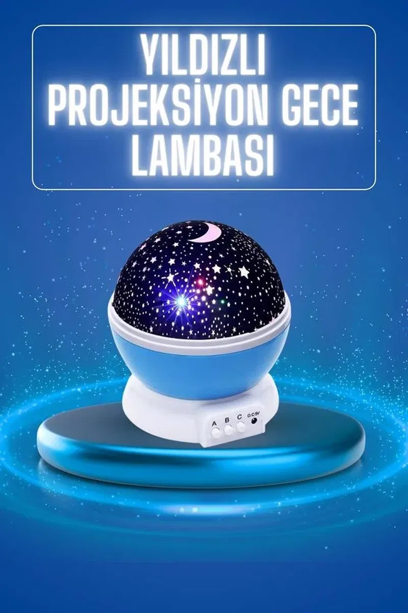 Yıldızlı Gece Lambası Mor Projeksiyon Görünümlü Masa Lambası Renk Değiştirebilen görsel 2