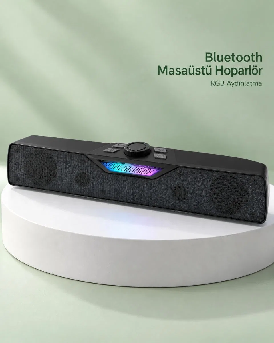 Kablosuz Müzik Dinleme Bluetooth Hoparlör Rgb Aydınlatmalı Siyah