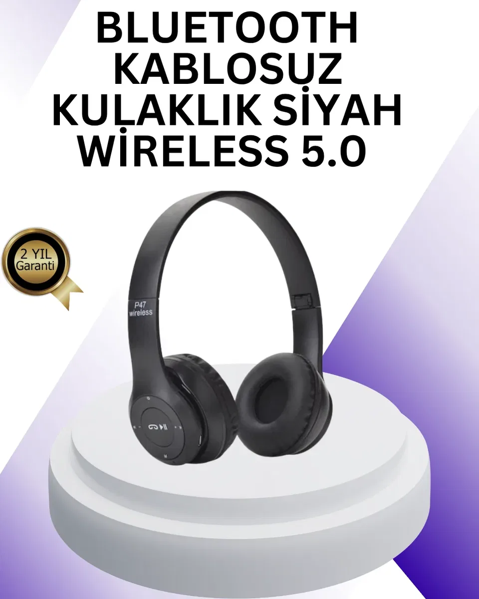 Bluetooth 5. 0 Kablosuz Kulak Üstü Kulaklık | Stereo Ses ve Katlanabilir Tasarım