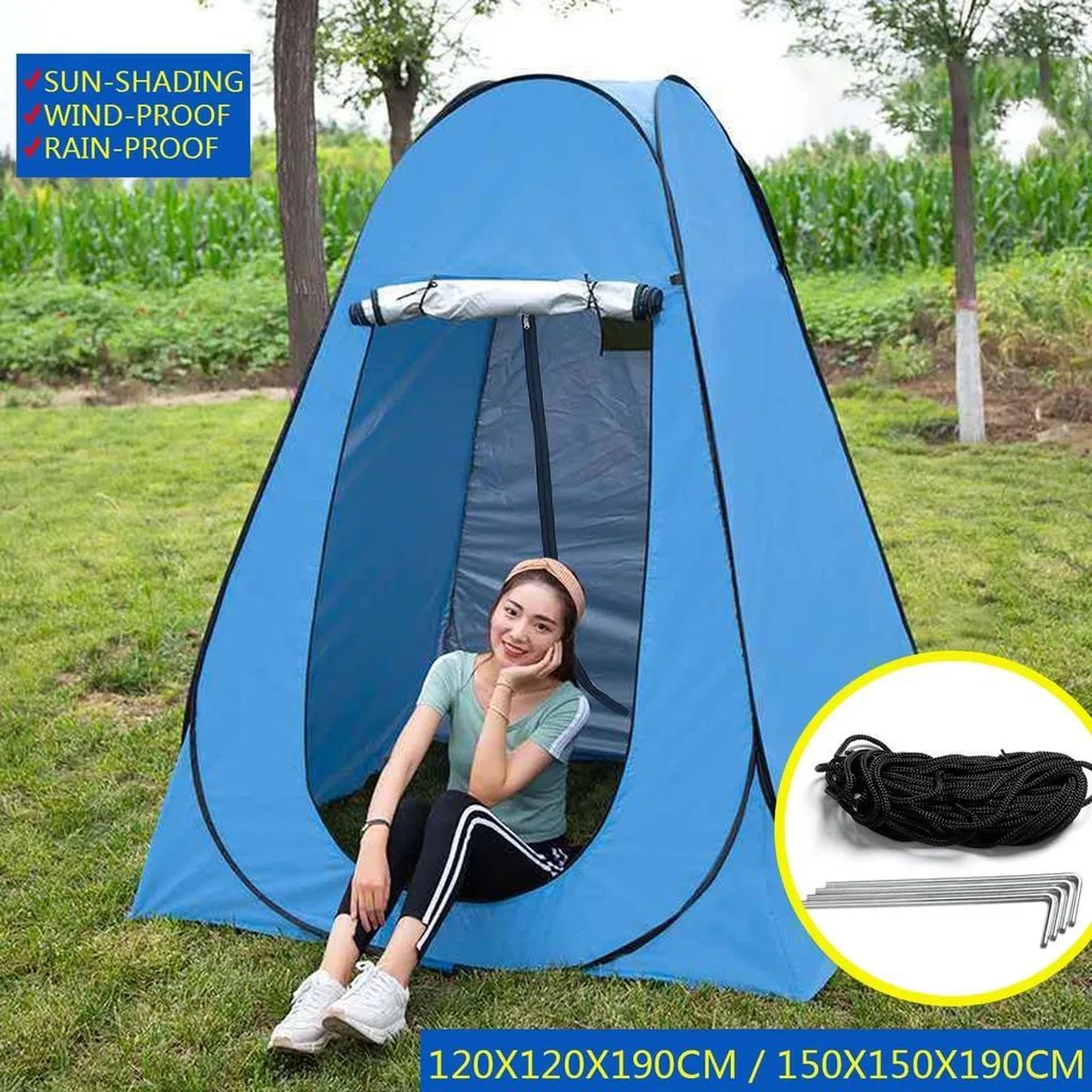Kamp Alanı Duş Giyinme Wc Çadırı Fotoğrafcı Prova Kabini 190x120x120 görsel 5