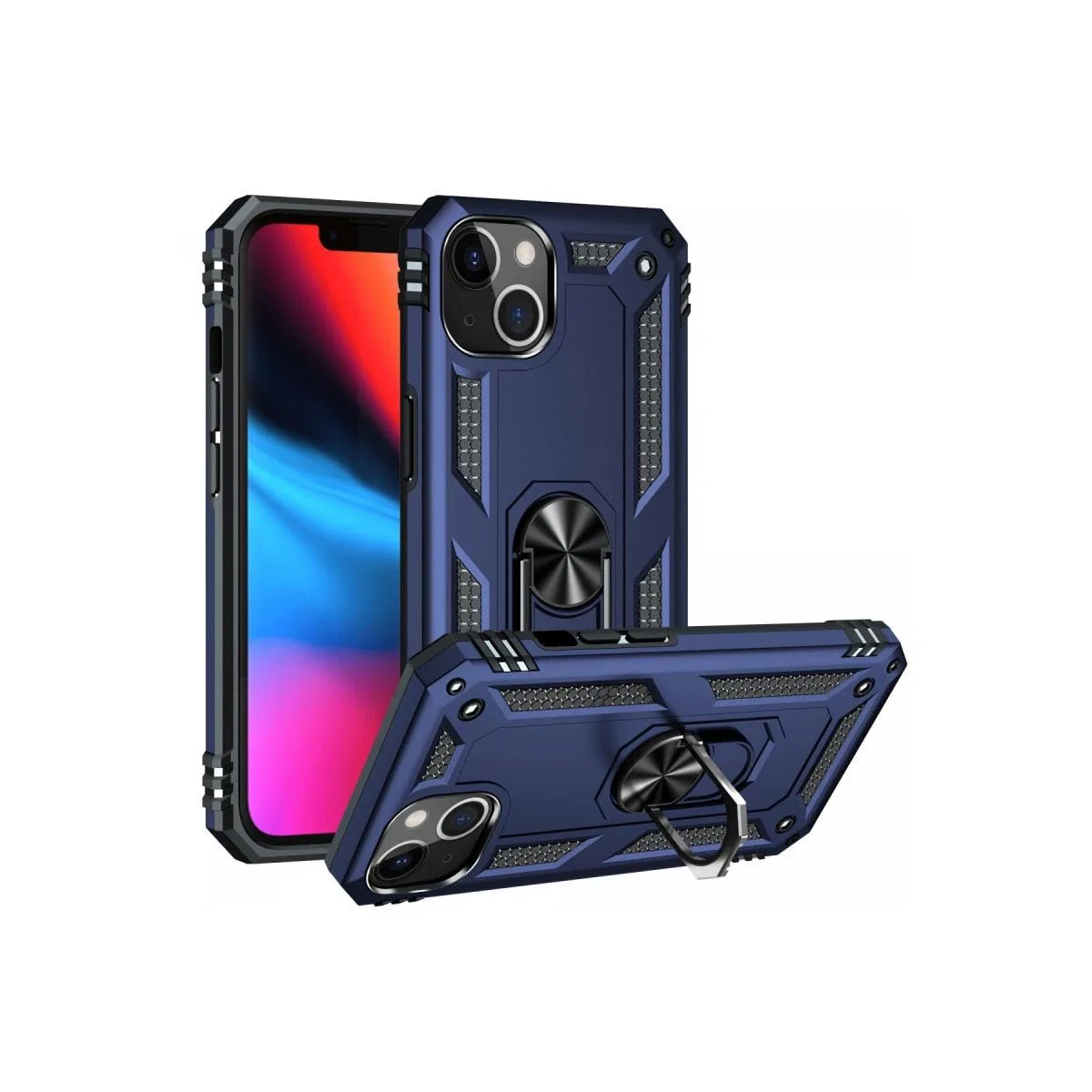 Apple İphone 14 Plus Kılıf Sofya Yüzüklü Silikon Kapak - Lacivert görsel 2
