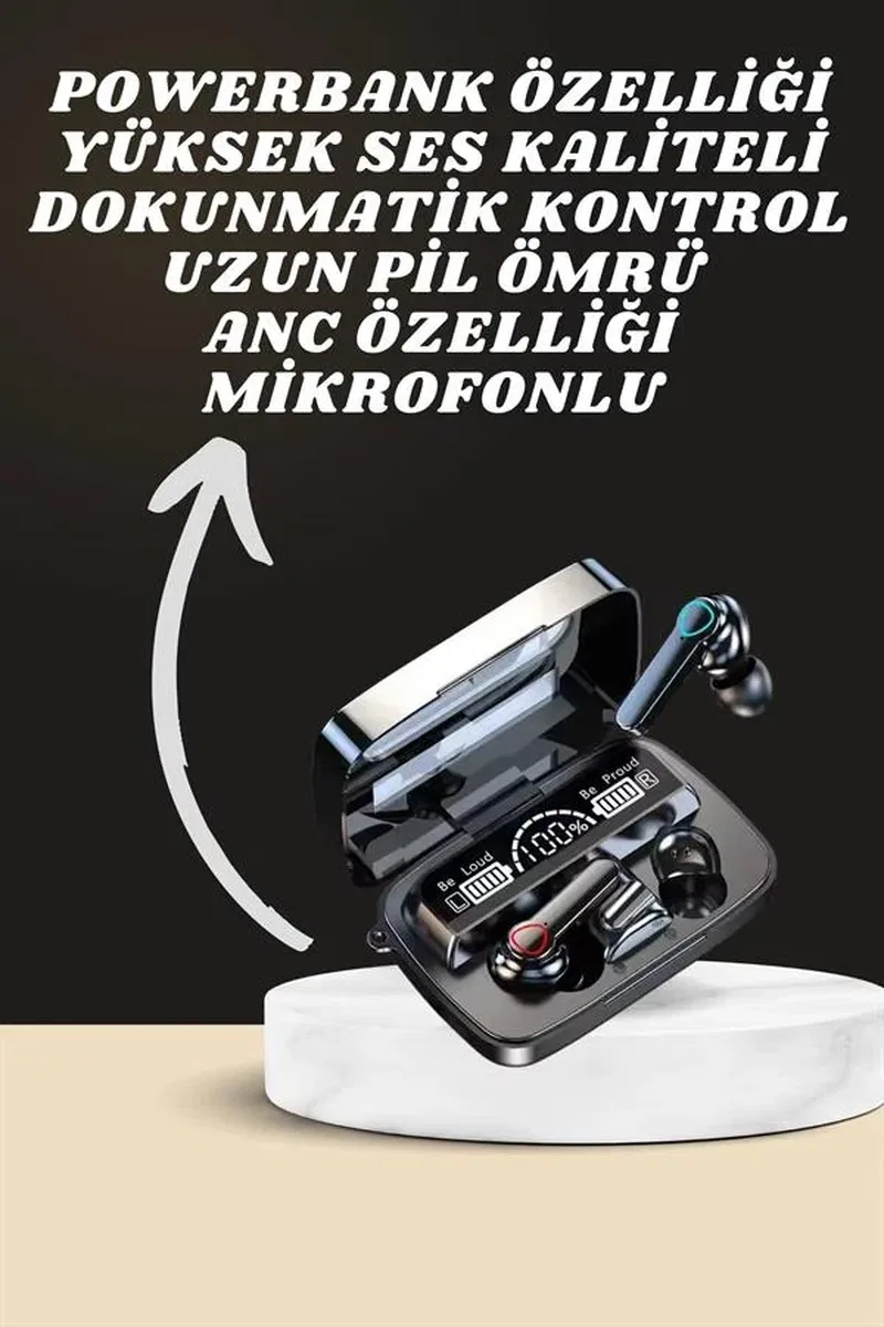 Dijital Göstergeli Powerbank Kulaklık ve 7 Kordonlu Yeni Nesil Akıllı Saat Amoled Ekran