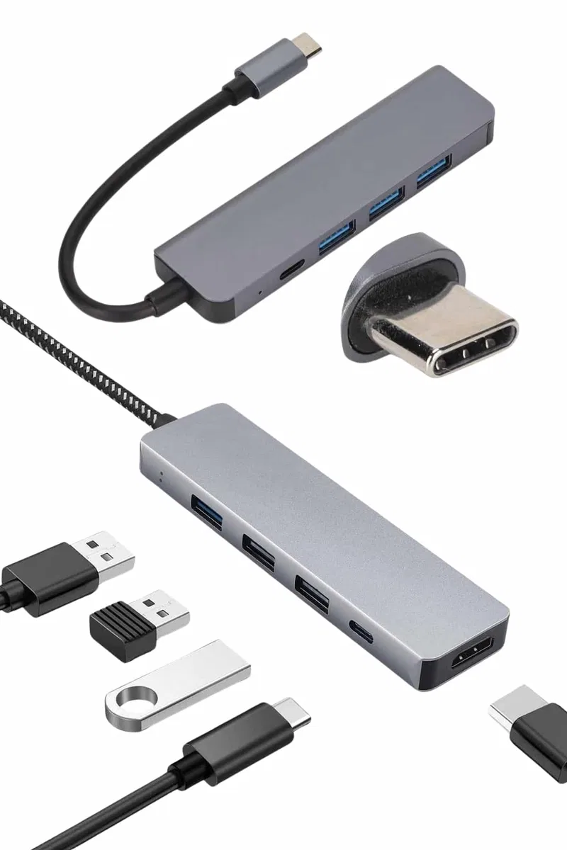 Çevirici Dönüştürücü Adaptör Macbook 3 In 1 Type-C To Hdmı USB 3. 0 görsel 4