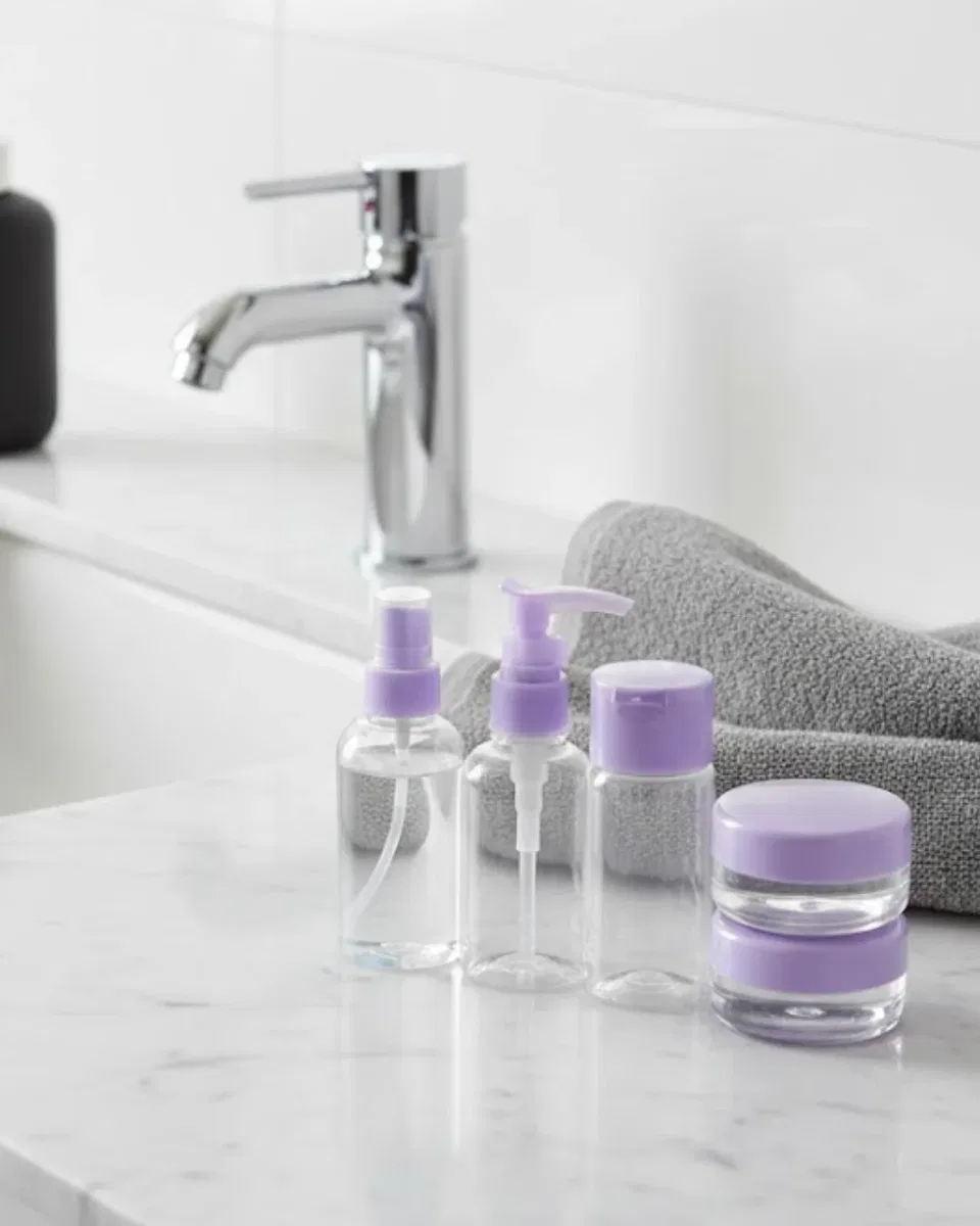 5 Parça Seyahat Banyo Seti 30 ml Şeffaf Taşınabilir Şişe Seti