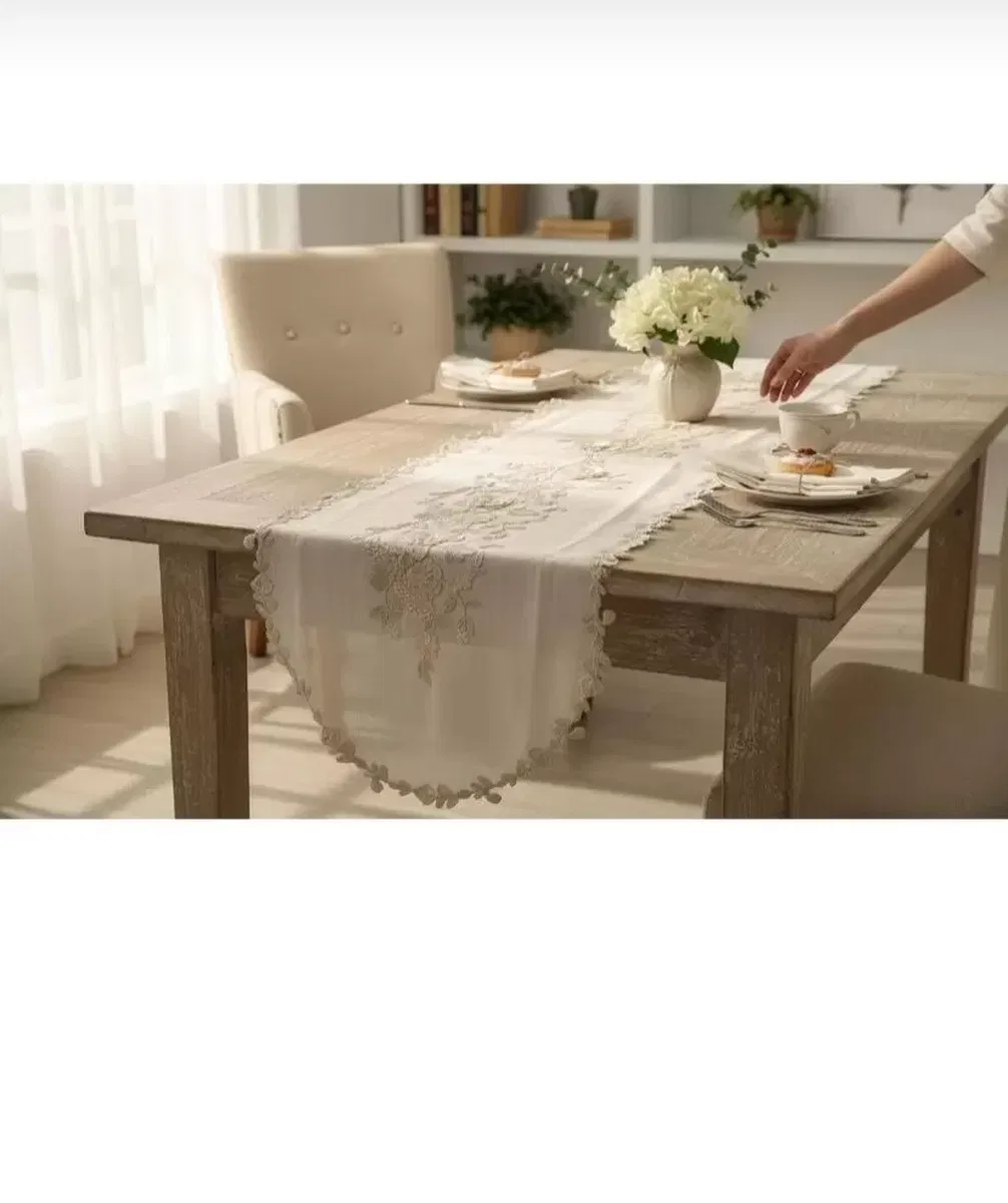 Simella Altın Simli İşlemeli Masa Runneri 50x140 cm Şık Masa Dekoru görsel 3