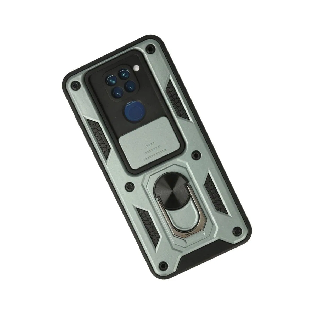Xiaomi Redmi Note 9 Kılıf Pars Lens Yüzüklü Silikon - Yeşil görsel 2