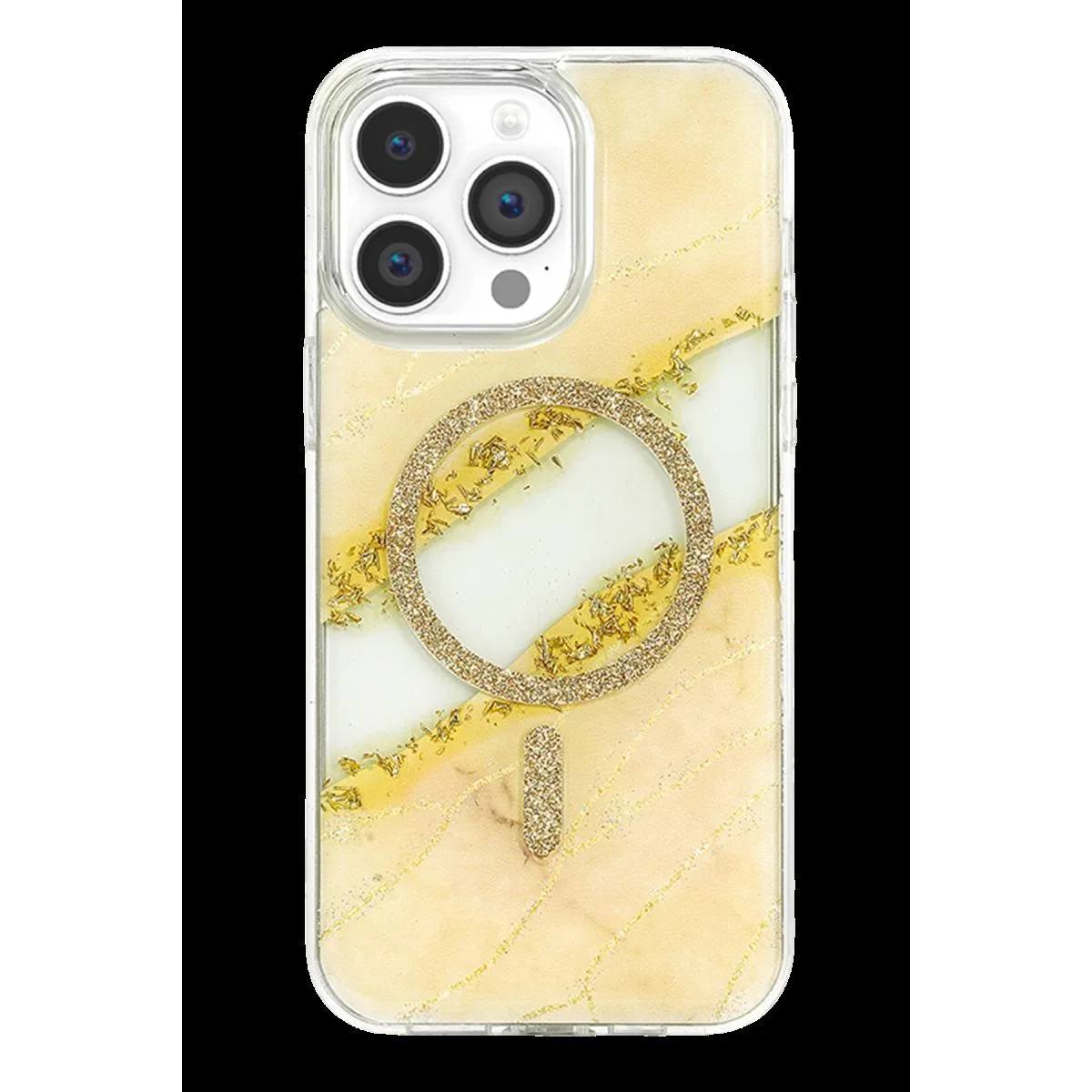 Onegif Apple İphone 15 Pro Max Lotus Simli Magsafe Kapak - Gümüş görsel 2