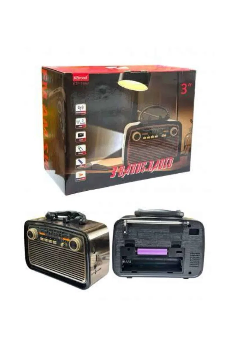 Müzik Kutusu Bluetooth Bağlantılı El Fenerli Nostaljik Tasarım Radyo görsel 2