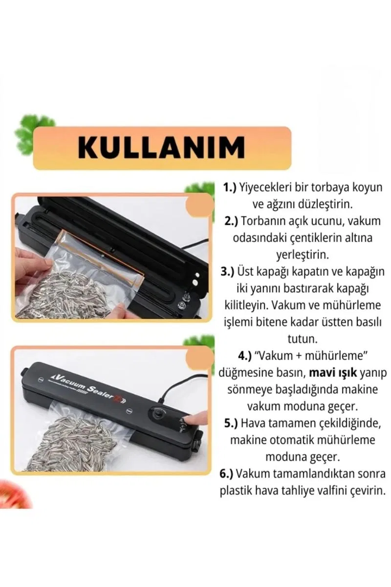 Gıda Vakum Ve Mühürleme Makinesi- Yiyecek Tazeliği Koruma Ev Ve Restoran İçin görsel 2