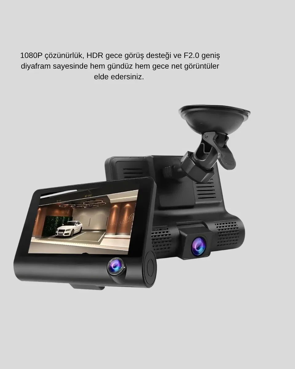 Araç Kamerası 3’lü Full HD DVR 1080P Gece Görüşlü ve G-Sensörlü görsel 5
