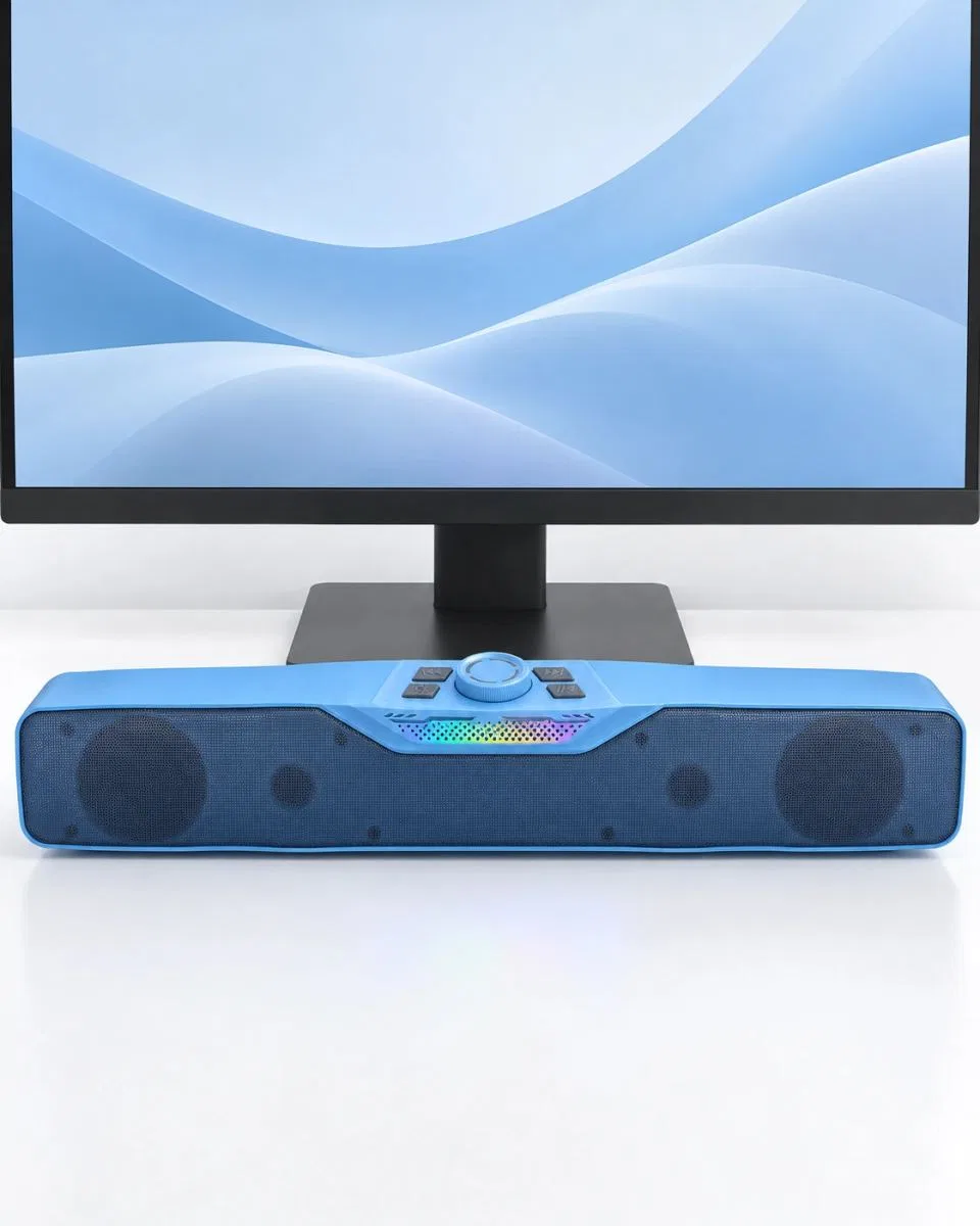 Usb Bellek Ve Tf Kart Destekli Şarj Edilebilir Bluetooth Masaüstü Hoparlör Mavi görsel 3