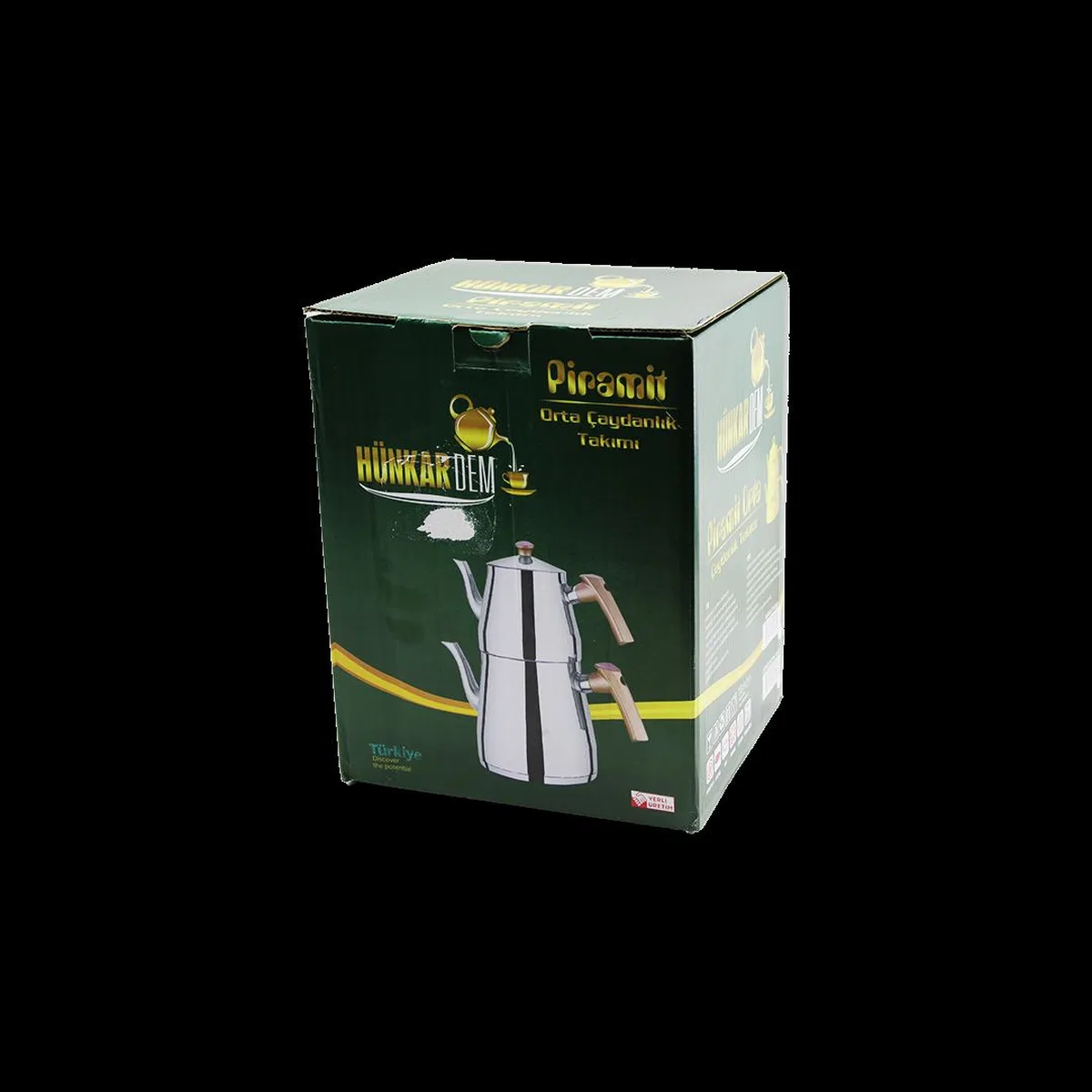 Çelik Çaydanlık Seti (1. 1L Üst + 2L Alt) Kendinden Süzgeçli görsel 2
