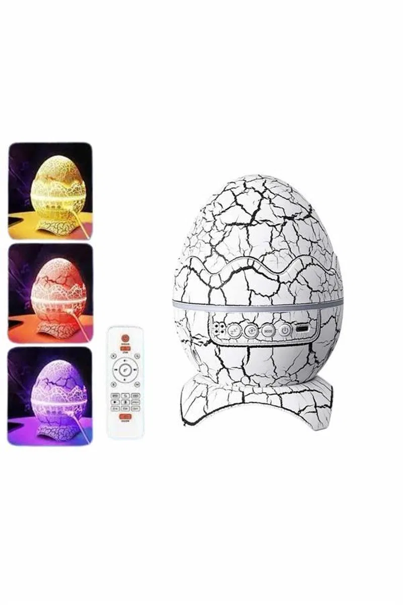 Dinozor Yumurtası Gece Masa Lambası Bluetooth Hoparlör 14 Renk Seçeneği görsel 4
