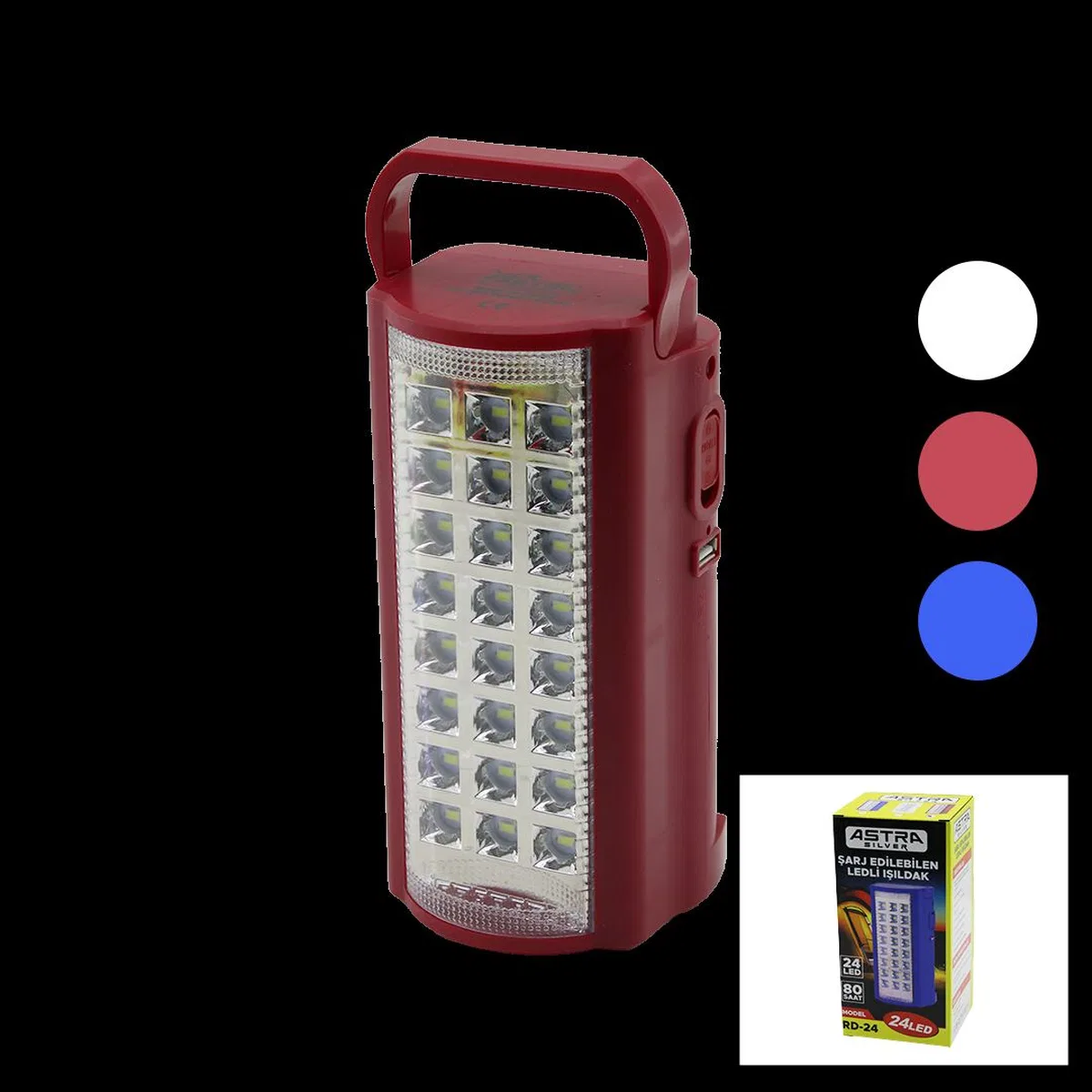 24 LED Şarjlı Taşınabilir Fener - Powerbank & 6V Akü görsel 2