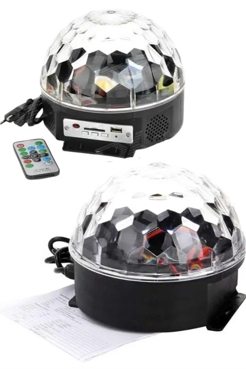 Küre Disko Topu Müzik Çalar Renkli Lazer Işıklı Bluetooth Disko Parti Işığı Kumandalı görsel 4