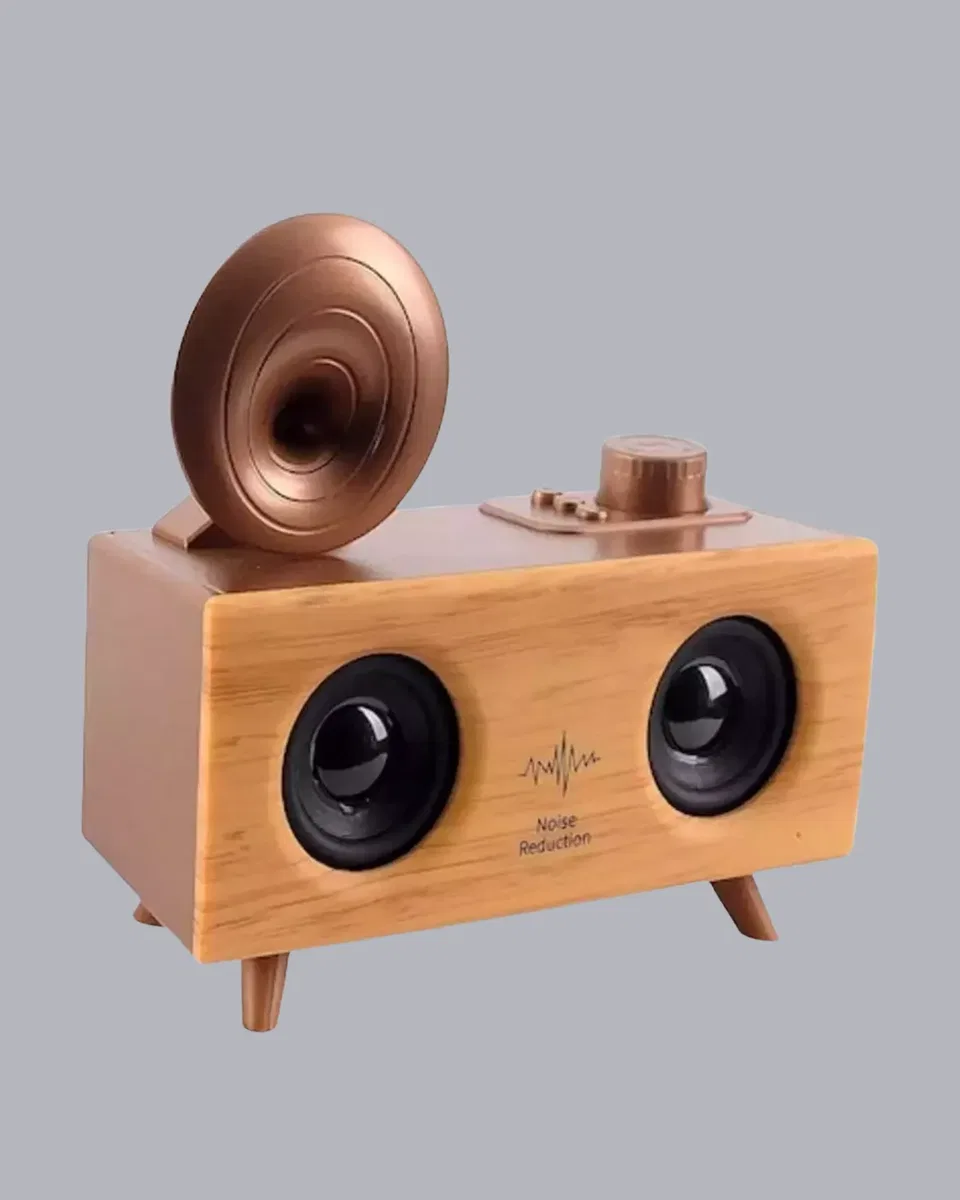 Gramafon Tasarımlı Bluetooth Hoparlör 3D Ses Teknolojili Çok Fonksiyonlu görsel 5