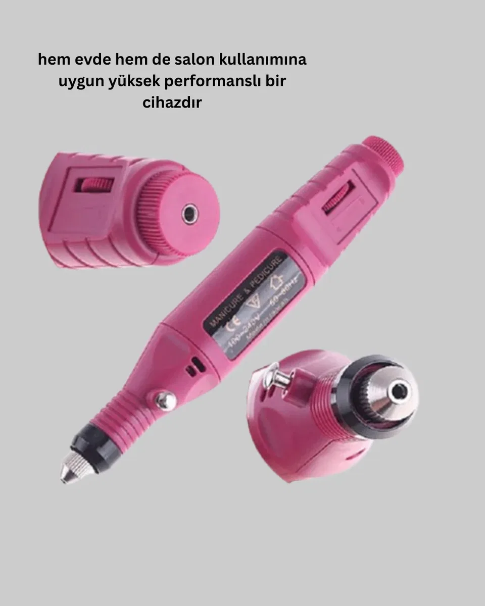 Profesyonel Tırnak Matkap Makinesi – USB Şarjlı, Ayarlanabilir Hız, Düşük Titreşimli ve Sessiz Çalışma görsel 3