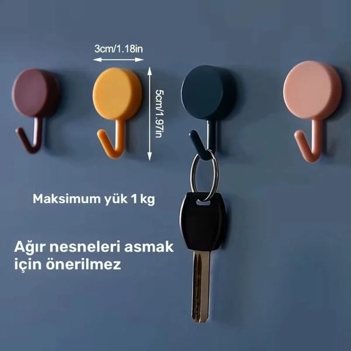 Kendinden Yapışkanlı Renkli Duvar Askısı (10lu Set) görsel 7
