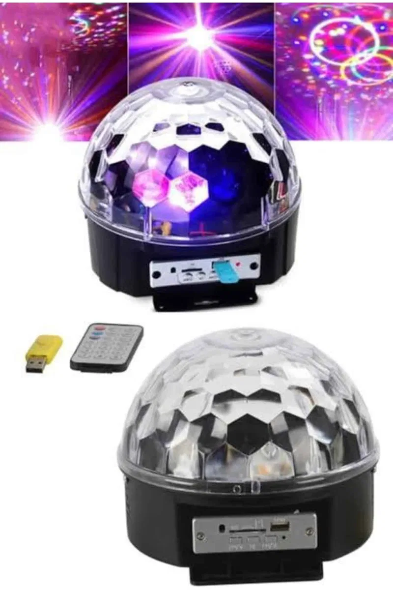 Led Işık Disko Topu Bluetooth Hoparlörlü USB Müzik Çalar Kumandalı görsel 3
