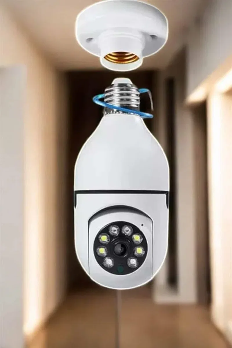 Wifi Kamera Duylu Ampul Görünümlü 360 Derece Dönebilen Ev Kamerası görsel 3