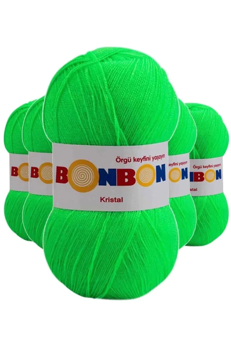 5 Adet Kristal El Örgü Lif İpi Fıstık Yeşili 98395 - bonbon mudanis