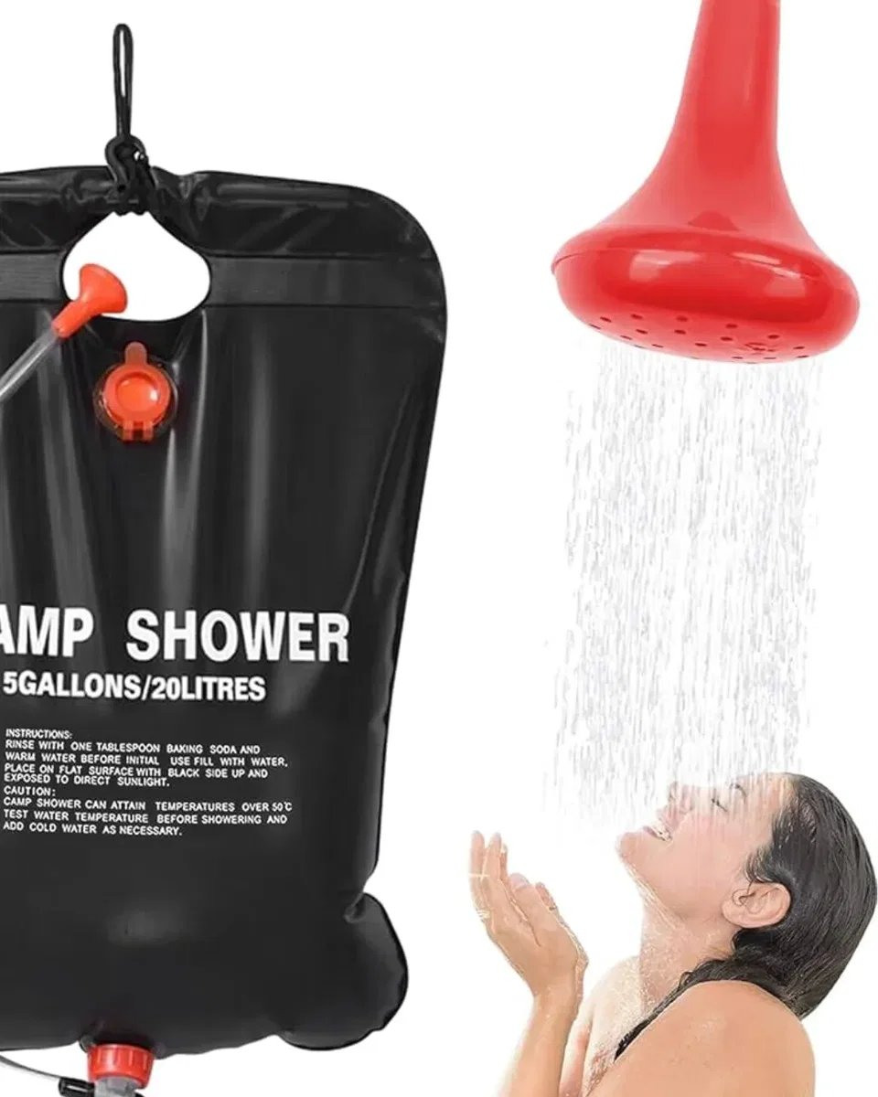 Solar Kamp Duşu 20 Litre Taşınabilir Şeffaf Su Seviyeli Dış Mekan Duş Sistemi görsel 3