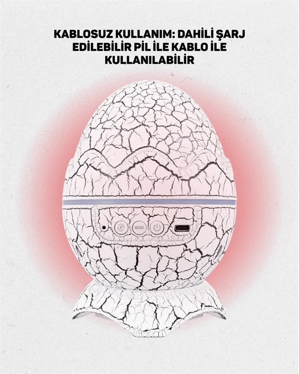 Dinozor Yumurtası Tasarımlı Projektörlü Gece Lambası görsel 4
