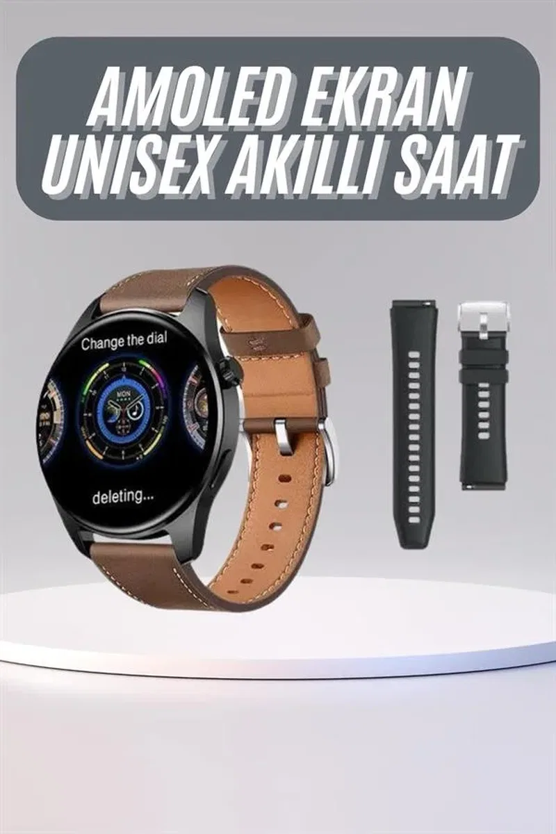 Yeni Nesil Akıllı Saat Çift Kordonlu 1. 5 Inç Yuvarlak Ekran GPS ve NFC Uyumlu görsel 2