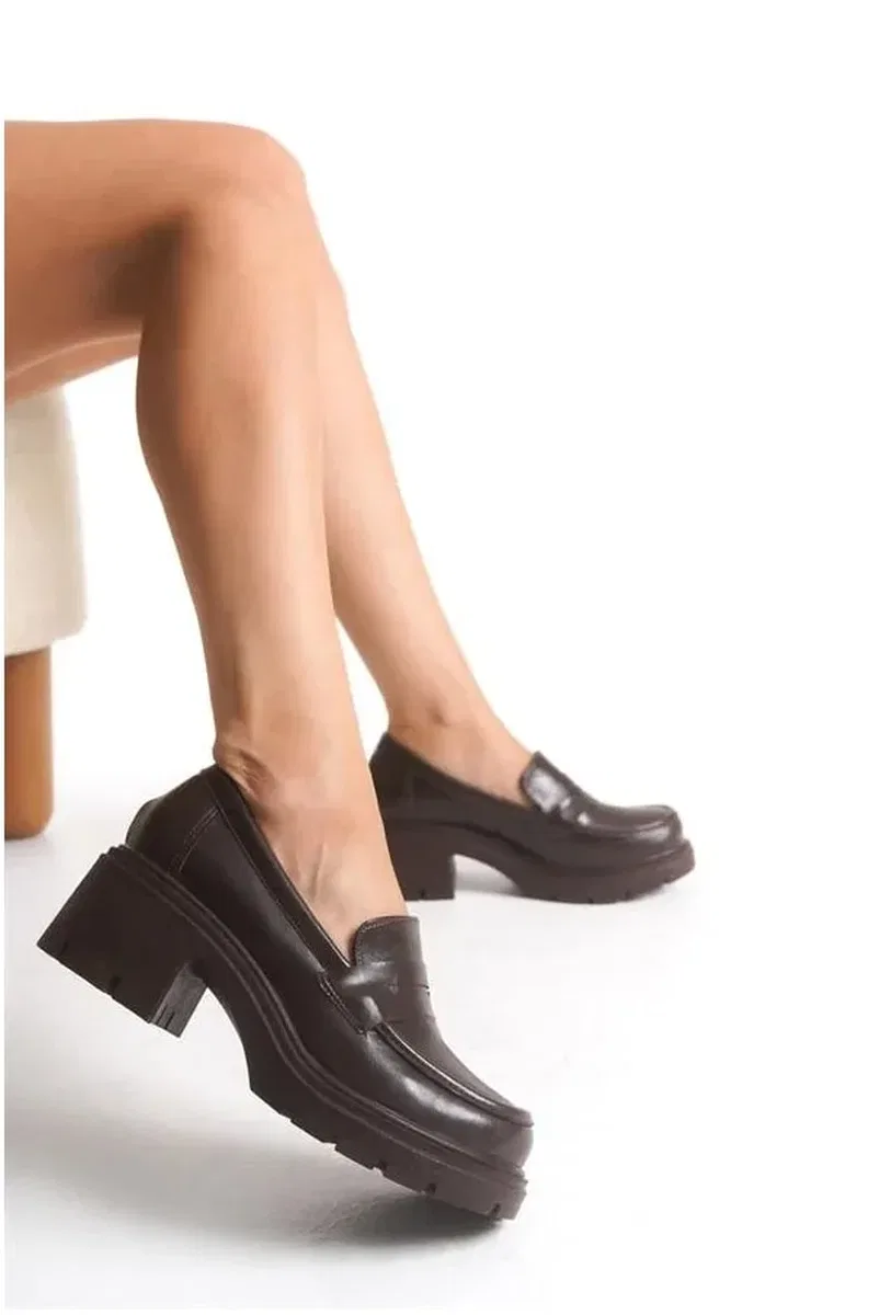 Kadın Rugan Loafer Kırışık Ayakkabı Ayakkabı Şık Tabanlı Yüksek Casual görsel 3