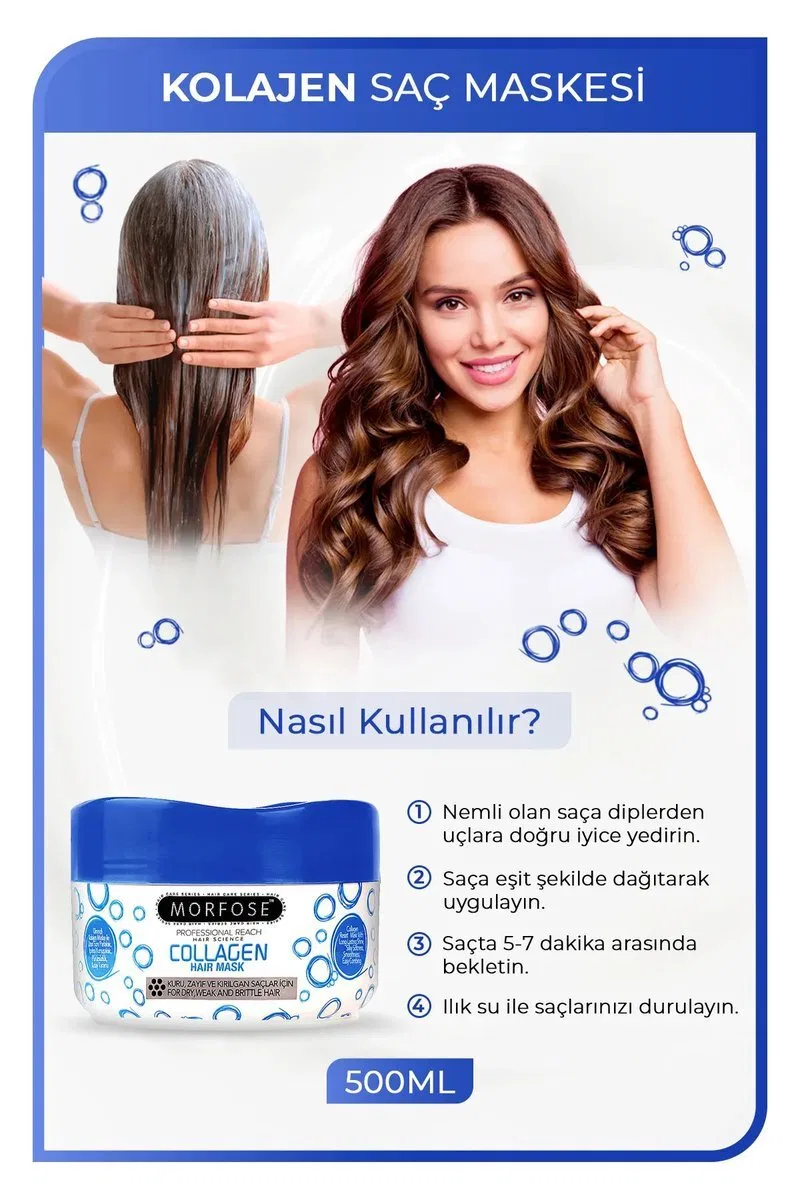 Kolajen Saç Maskesi 500 ML - Zayıf ve Kırılgan Saçlar İçin - mrfs görsel 3