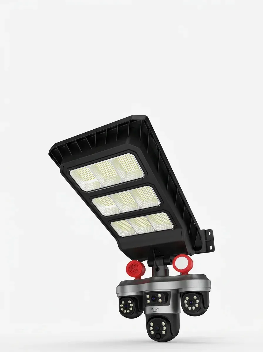 Solar Panelli Akıllı Güvenlik Kamerası LED Projektörlü görsel 3