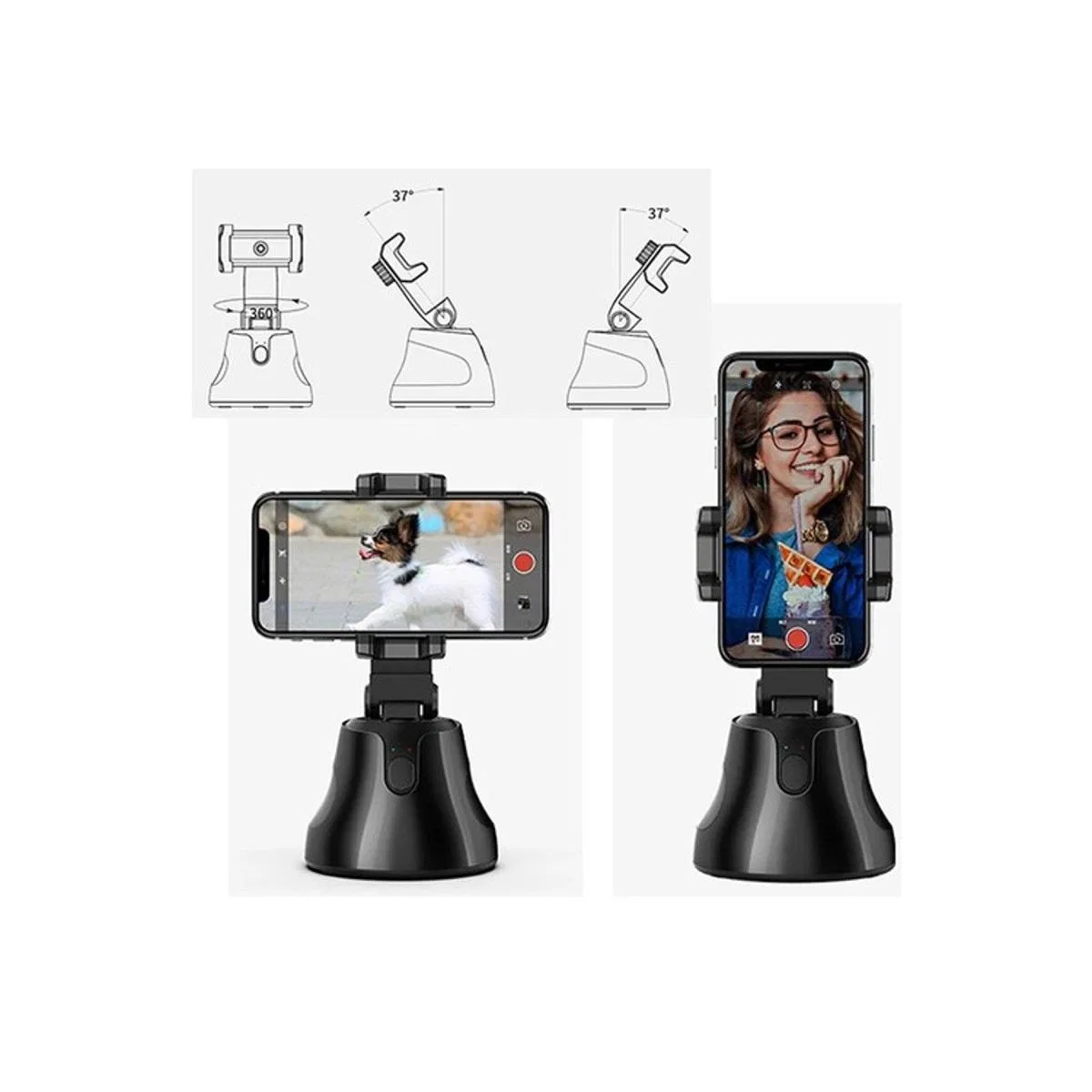 Apai Genie 360 Derece Takip Etme Özellikli Selfie Gimbal - Siyah görsel 2