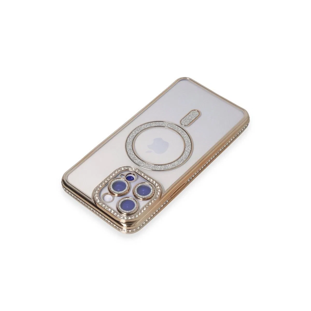 Apple İphone 15 Pro Max Kılıf Joke Simli Magneticsafe Kılıf - Gold görsel 2