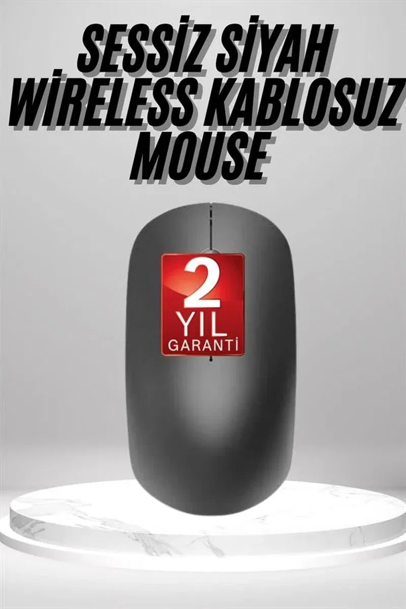 Siyah Kablosuz Mouse Wireless Mouse Minimal Tasarım görsel 2