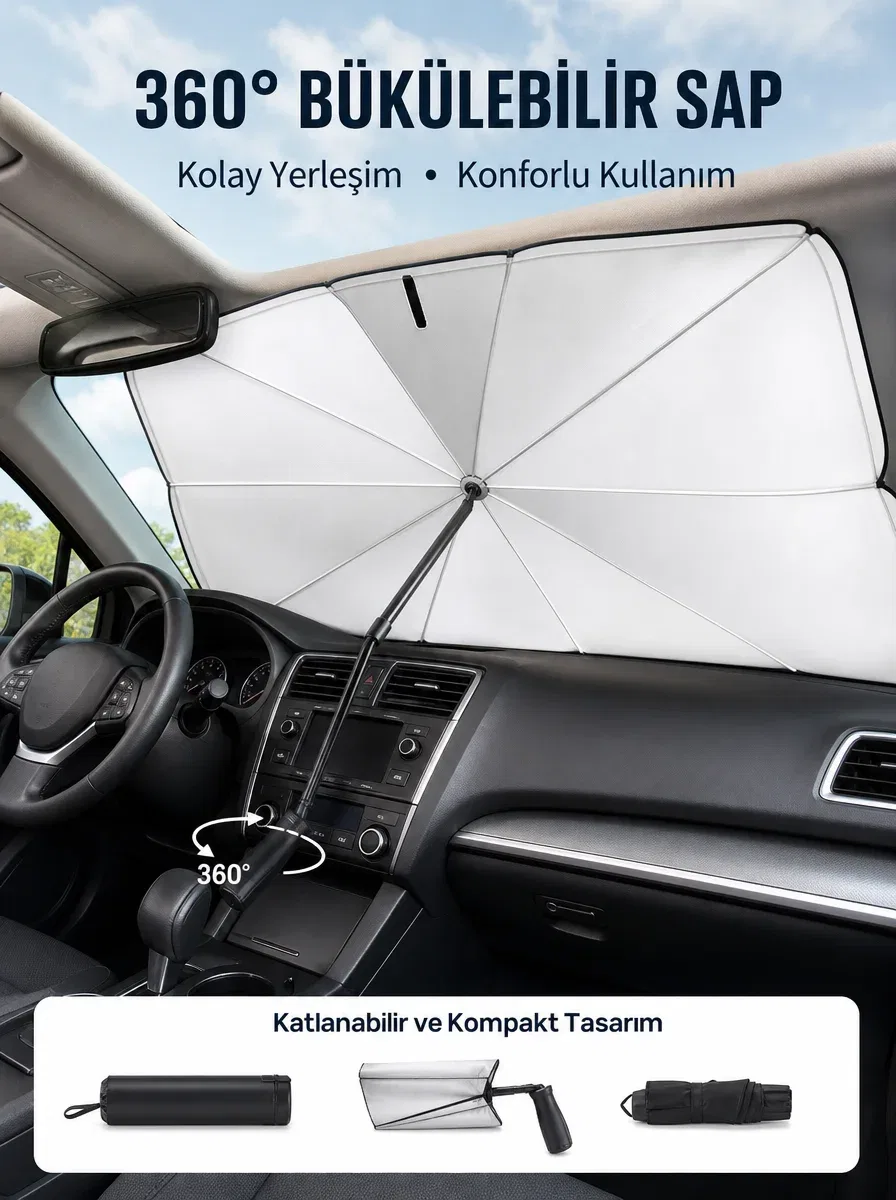 Pratik Ön Cam Güneşliği – Geniş Kapsama Alanı, Kolay Saklama Yeni Nesil