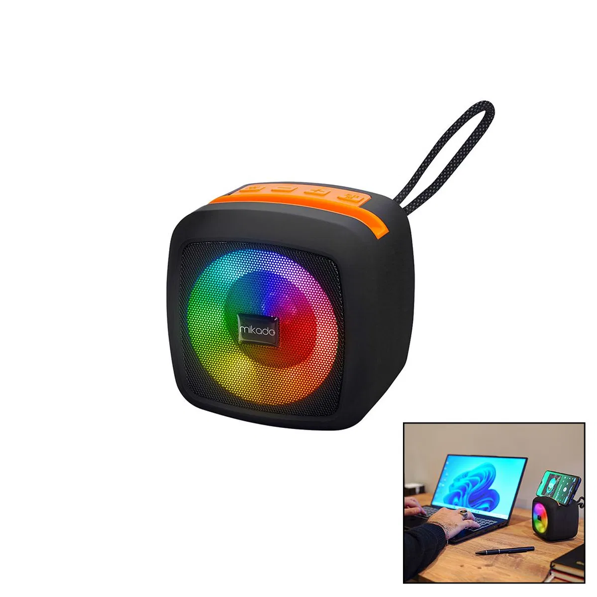 Kablosuz Taşınabilir Bluetooth Hoparlör (Işıklı, USB/TF, 1200mAh) görsel 2