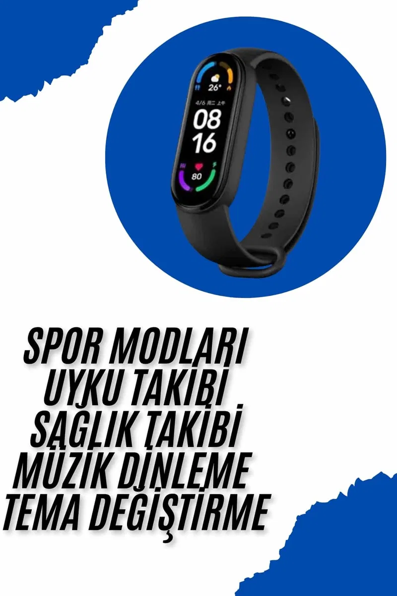 Akıllı Uyumlu Bileklik M6 Adımsayar Spor Modları Çağrı Görme Türkçe Menü görsel 2