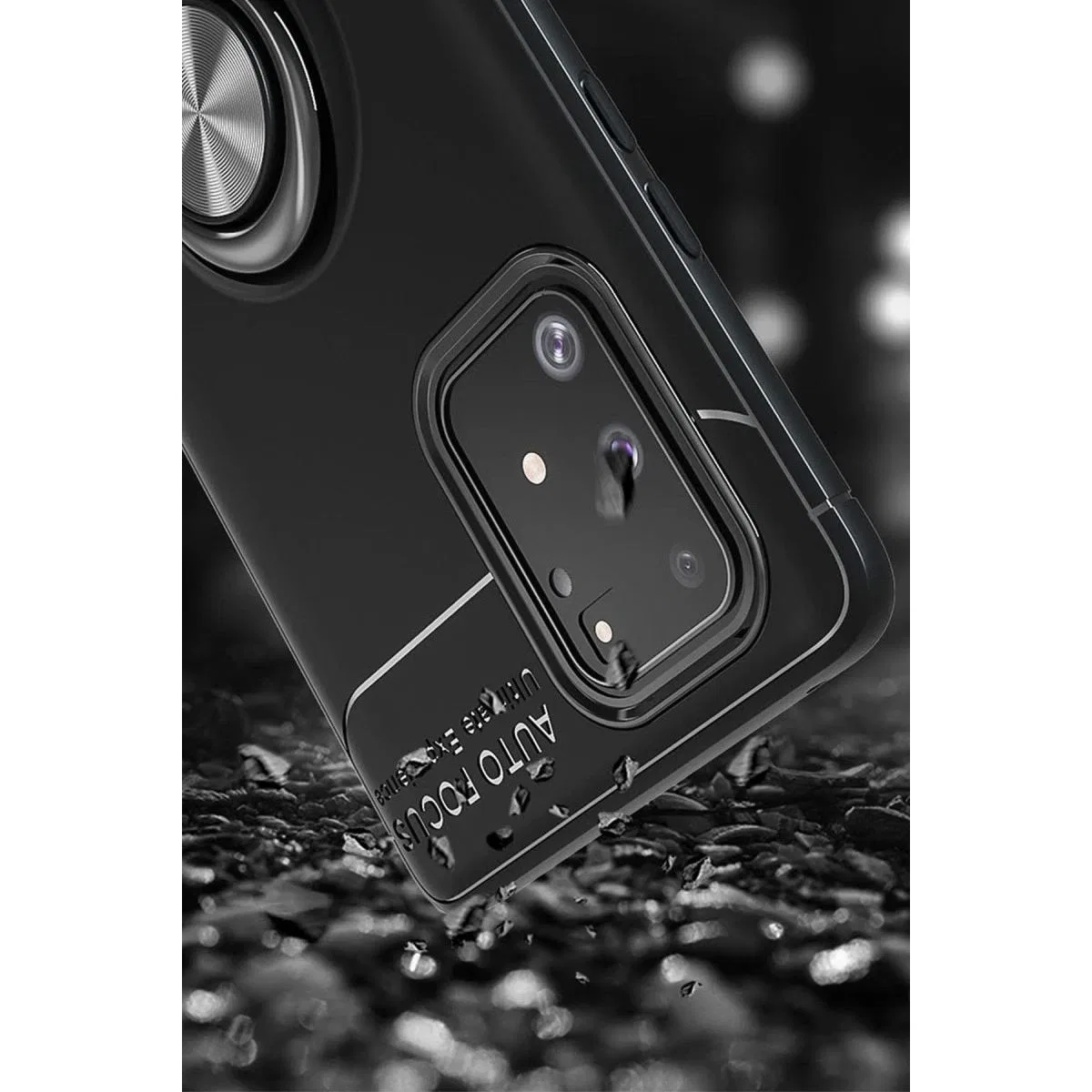 Samsung Galaxy A91 / S10 Lite Kılıf Range Yüzüklü Silikon - Siyah-kırmızı görsel 5