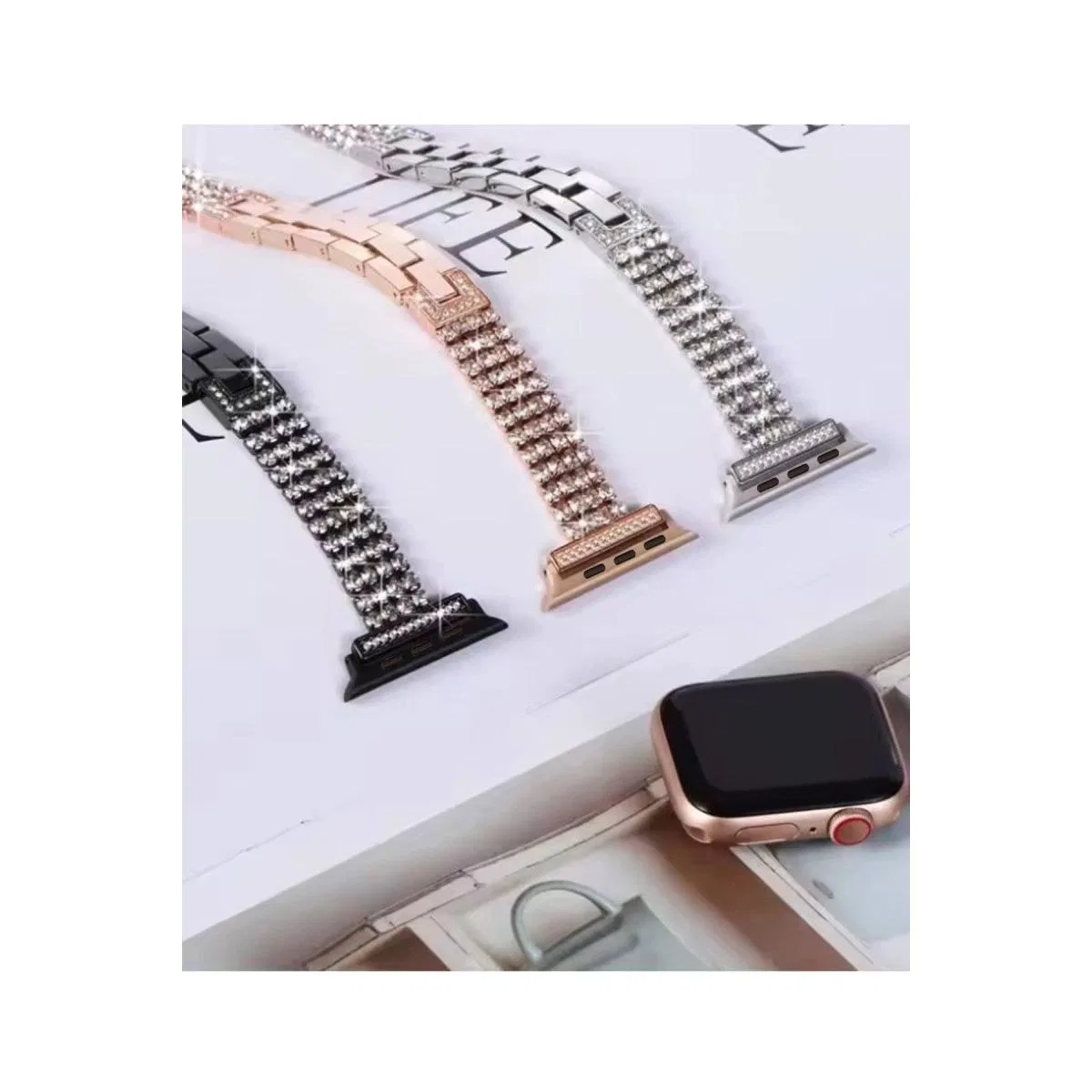 Apple Watch 38mm Live Taşlı Kordon (saat Değildir) - Rose Gold görsel 3