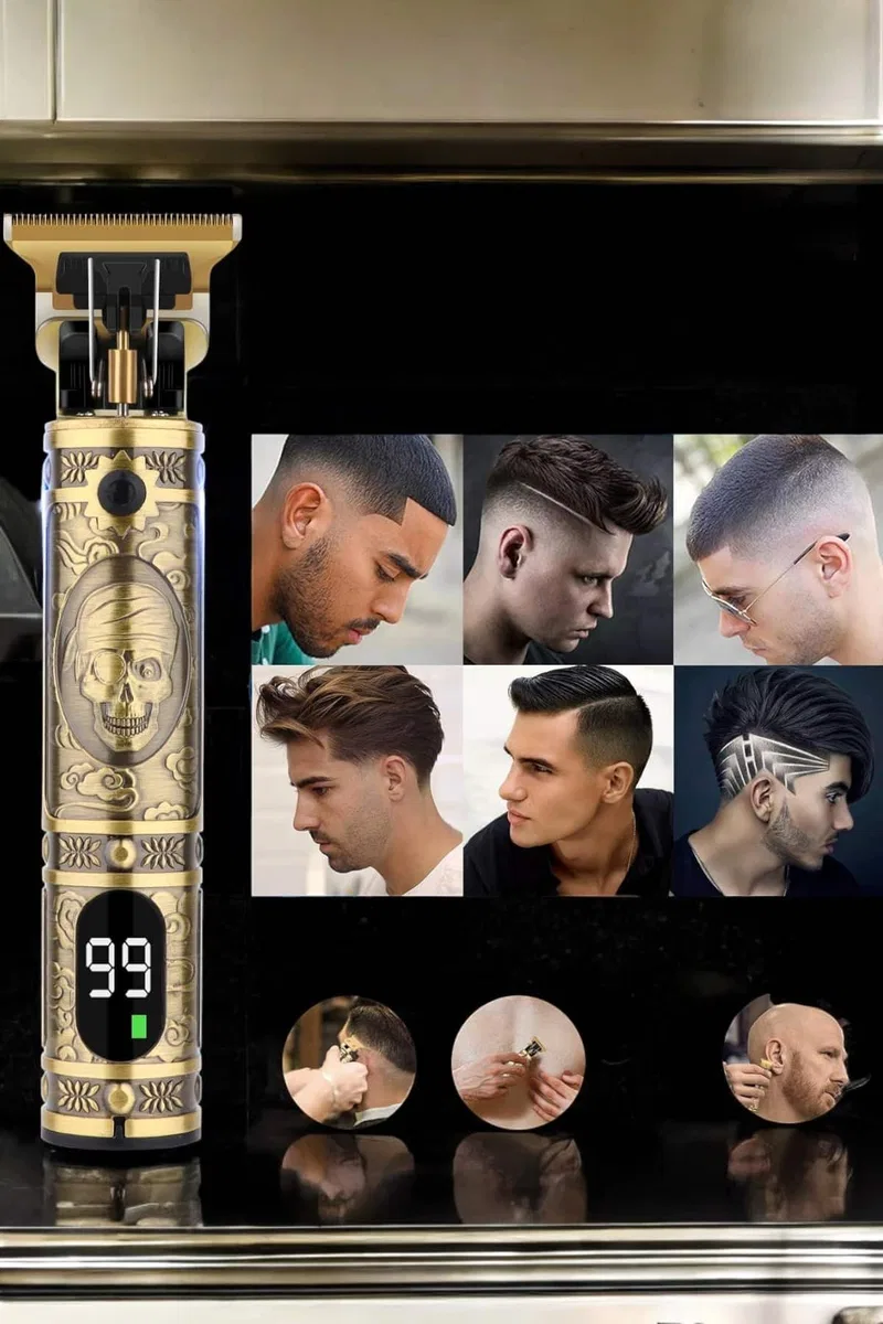 Tıraş Makinesi Şarjlı Profesyonel Saç Kesme Makinesi Gold Çizik Tıraş görsel 3