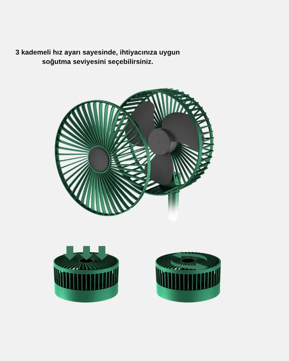 Katlanabilir Şarjlı Mini Fan 3 Kademeli Hız Ayarlı Taşınabilir görsel 5